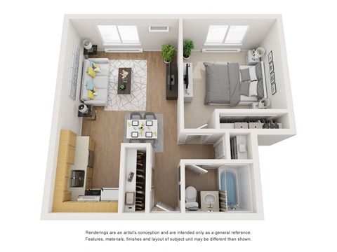 1 bedroom, 1 bath floor plan at Off Broadway Flats, Colorado, 80113